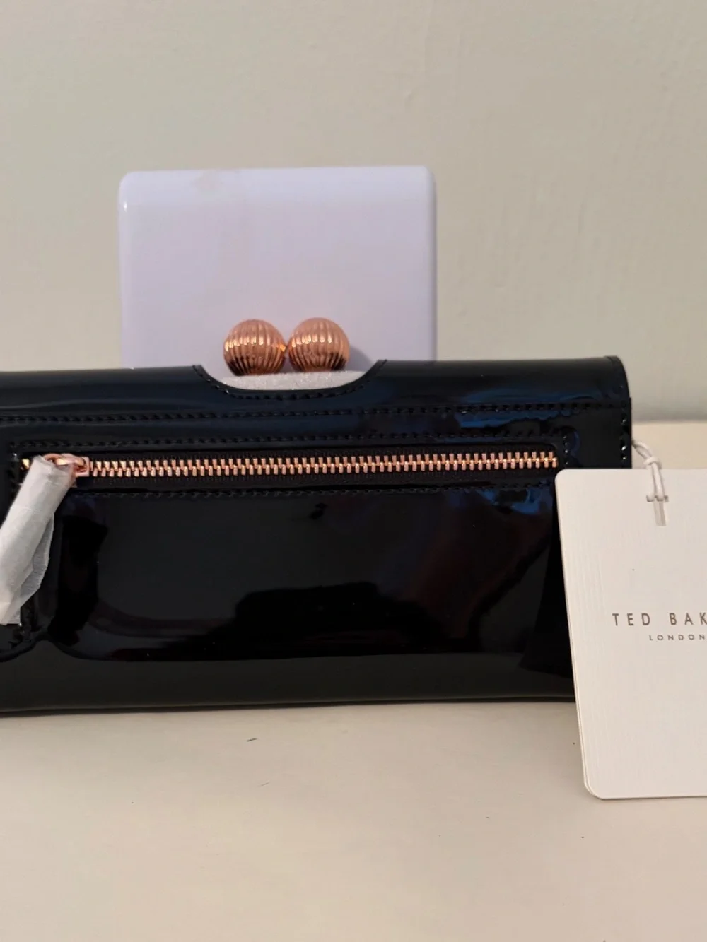 Ted Baker London Felicee NWT Black Patent Leather Clutch